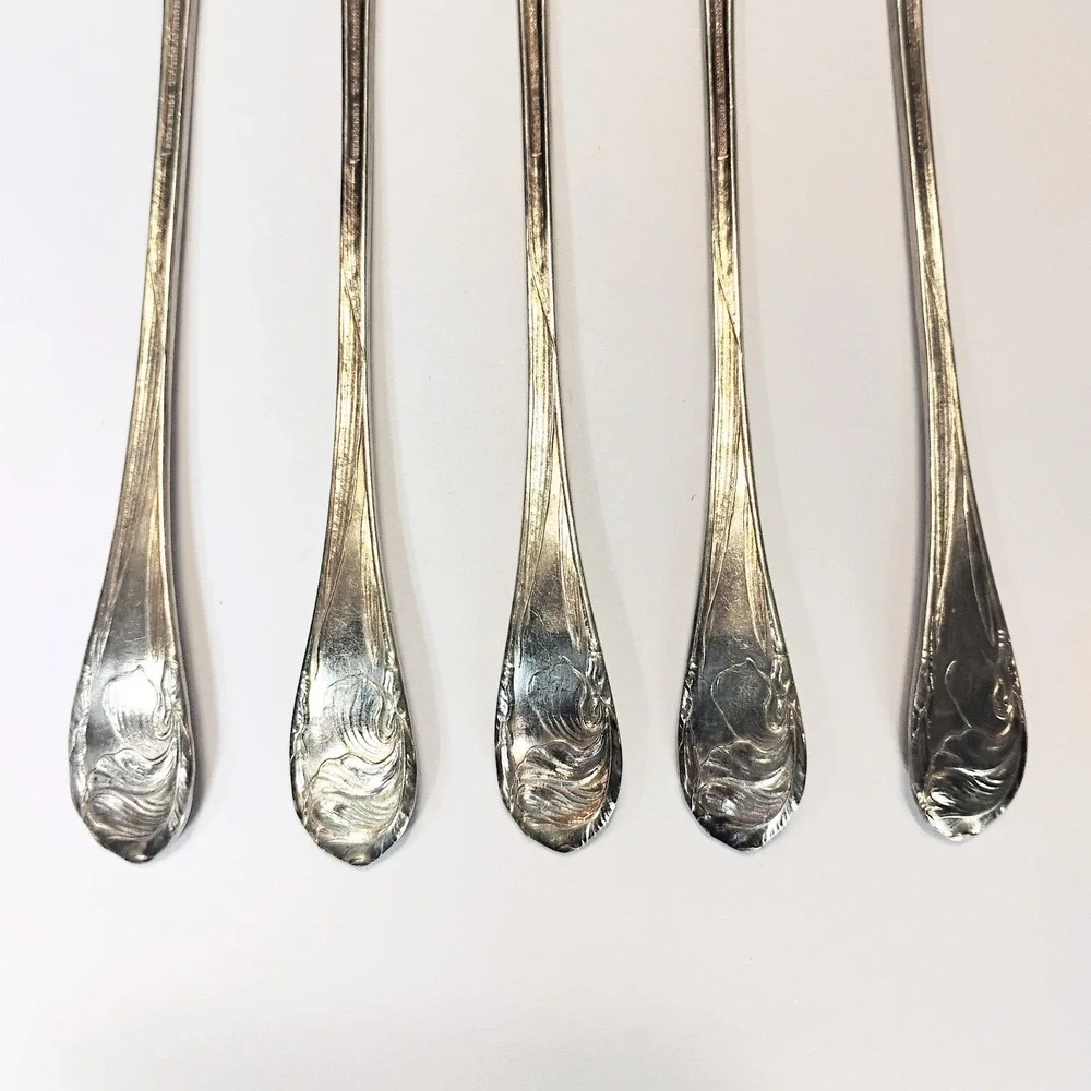FLOWER FLEUR DE LUCE COMMUNITY ONEIDA SET OF 5 SEAFOOD COCKTAIL FORKS‎